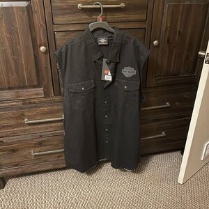 Harley-Davidson Black Sleeveless Casual Shirt